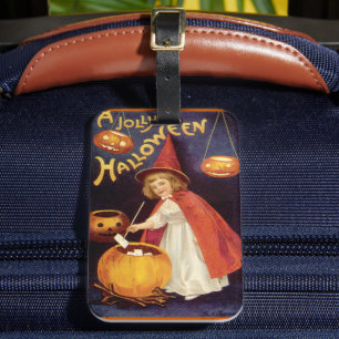 Vintage Glad Halloween-Häxa av Ellen Clapsaddle Bagagebricka
