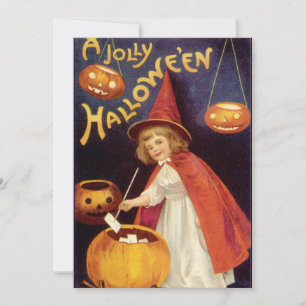 Vintage Glad Halloween-Häxa av Ellen Clapsaddle Inbjudningar