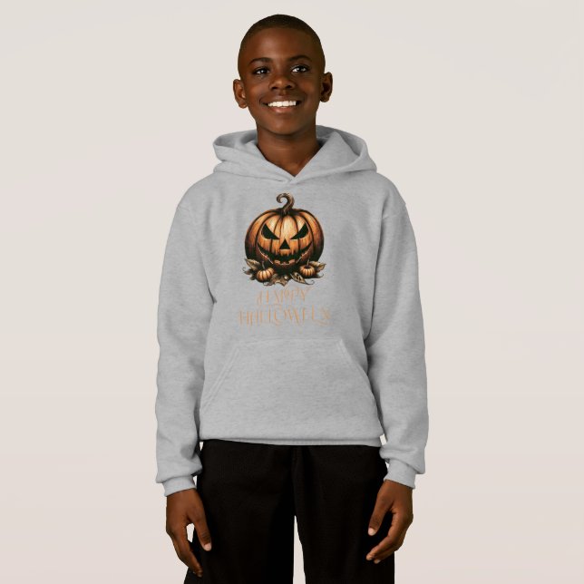 Vintage glad Halloween-pumpa T Shirt (Hel framsida)