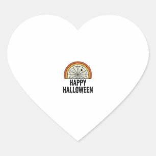 Vintage Glad Halloween Spindelnät Vektor Design_1 Hjärtformat Klistermärke