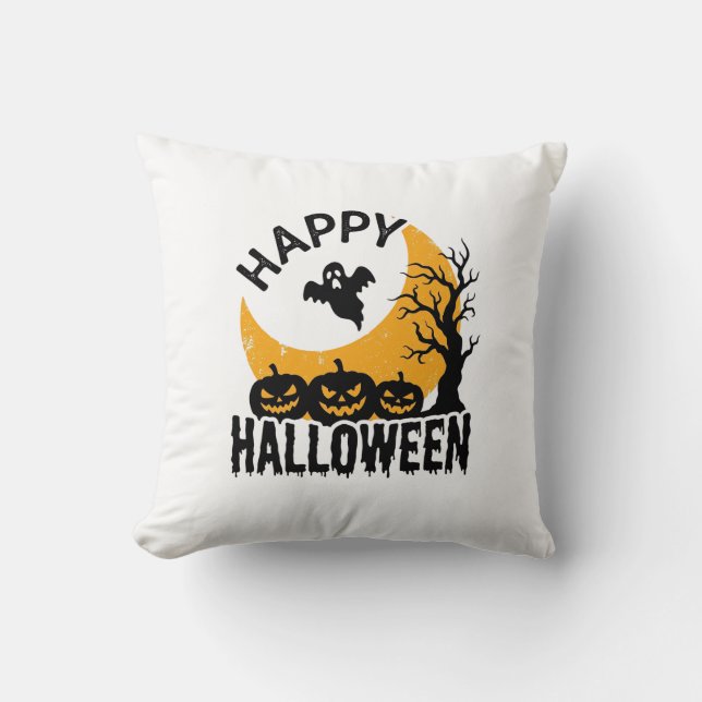Vintage Glad Halloween Spökpumpa Tröja Design Kudde (Framsida)