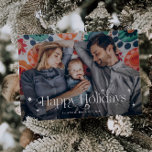 Vintage Glad helg julfoto Julkort<br><div class="desc">Roligt- och julfotoport med vintagens typsnitt med snurra som säger "glad helg" med stjärnor runt. Lägg till ditt familjefoto.</div>