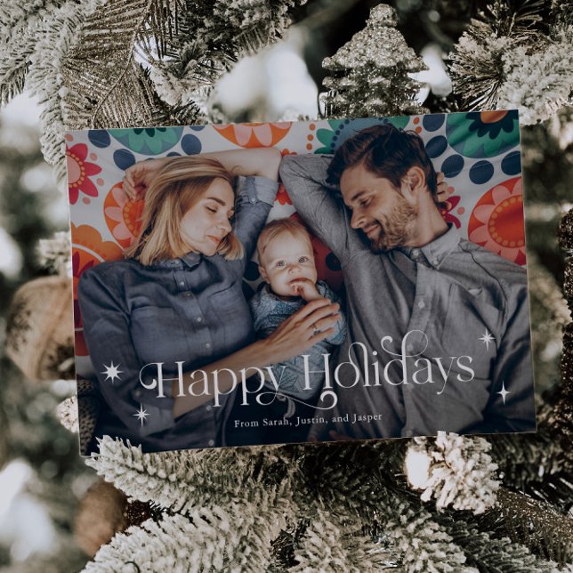 Vintage Glad helg julfoto Julkort (Skapare uppladdad)