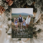 Vintage Glad helg julfoto Lodrät Julkort<br><div class="desc">Roligt- och julfotoport med vintagens typsnitt med snurra som säger "glad helg" med stjärnor runt. Lägg till ditt familjefoto.</div>