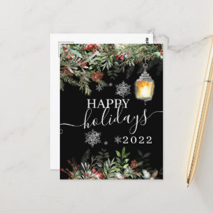 Vintage Glad helg Winter Forest Black Card Vykort