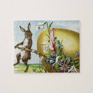 Vintage Glad påsk Bunny Rabbits Påskägg Pussel