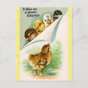 Vintage Glad påsk Cute Chicks Vykort