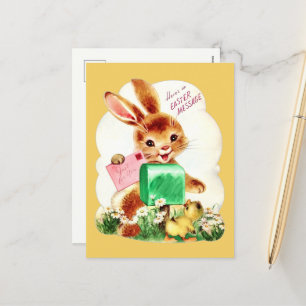 vintage Glad påsk meddelandebunny Helg Vykort