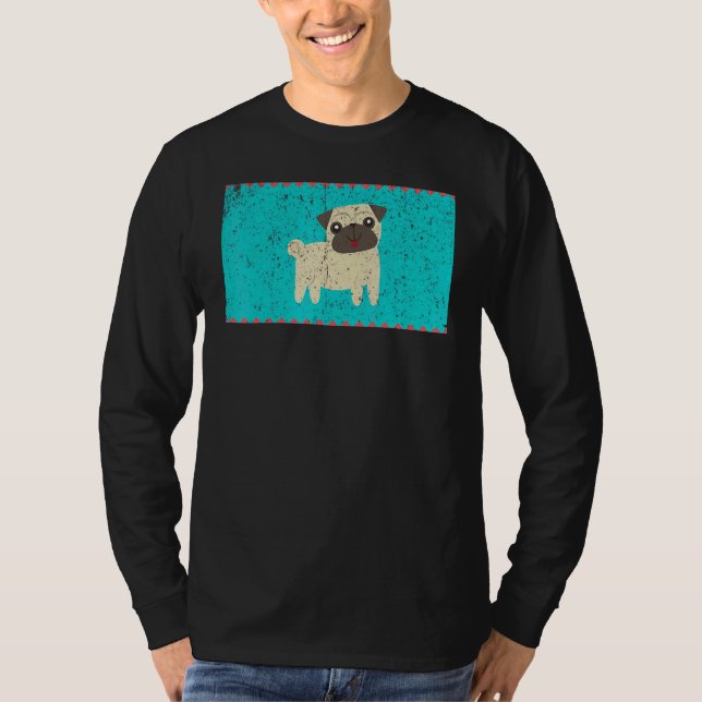 Vintage Glad Pugs Ansiktsmask T Shirt (Framsida)