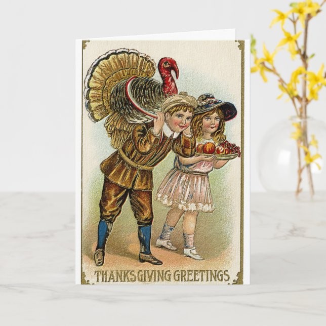 vintage glad thanksgiving akvarell kort (Gul blomma)