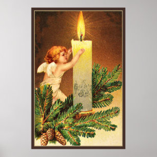 Vintage, Glaedelig, 1906 norska vykort Poster