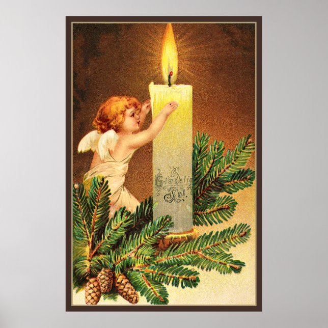 Vintage, Glaedelig, 1906 norska vykort Poster (Framsidan)