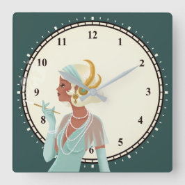 Vintage Glam 1920-talets Dam-protokoll Nummercitat Fyrkantig Klocka