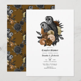 Vintage Glam Amber Ugglor Gothic Par Shower Inbjudningar