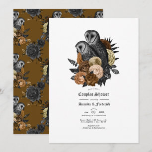 Vintage Glam Amber Ugglor Gothic Par Shower Inbjudningar