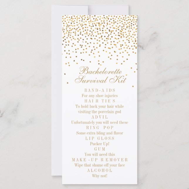 Vintage Glam Guld Confetti Bachelorette Survival (Framsida)