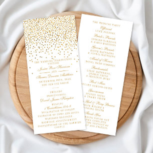 Vintage Glam Guld Confetti Bröllopsprogram Reklamkort