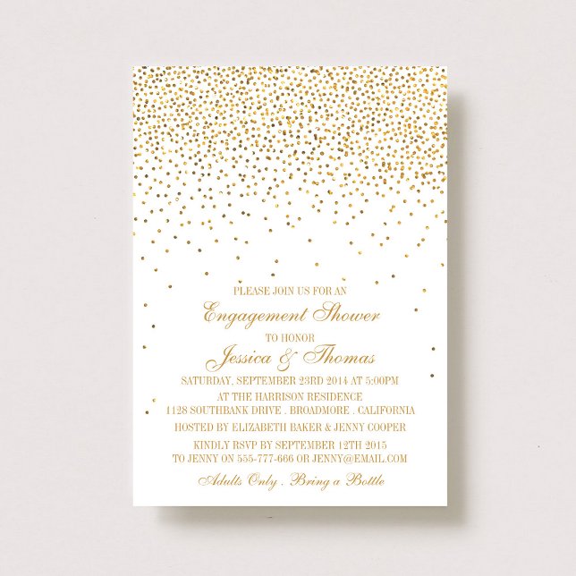 Vintage Glam Guld Confetti Förlovning Shower Inbjudningar (Skapare uppladdad)