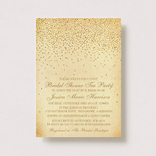 Vintage Glam Guld Confetti Möhippa Inbjudningar