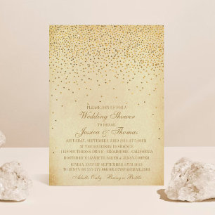 Vintage Glam Guld Confetti Möhippa Inbjudningar
