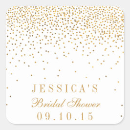 Vintage Glam Guld Confetti Möhippa Stickers Fyrkantigt Klistermärke