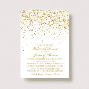 Vintage Glam Guld Confetti Rehearsal Middag Inbjudningar