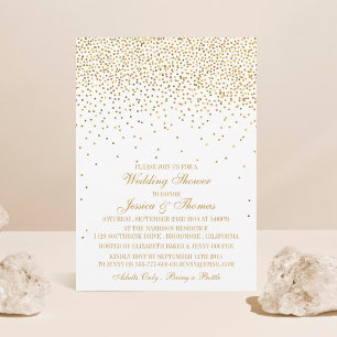 Vintage Glam Guld Konfetti Bröllopsdusch Inbjudningar