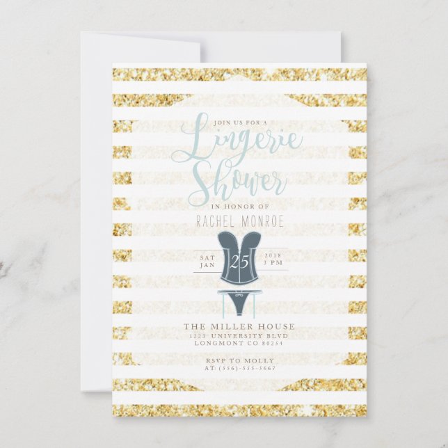 Vintage Glam Lingerie Shower Inbjudan (Framsida)