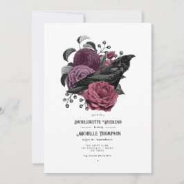 Vintage Glam Mauve Blommig Gotisk Möhippa Inbjudningar