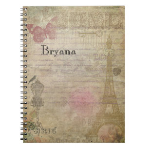 Vintage Glam Paris Shabby Chic Anpassad Anteckningsbok