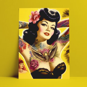 Vintage Glam Pin-up Vykort
