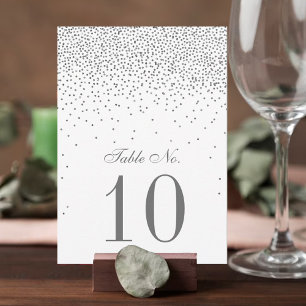 Vintage Glam Silver Confetti Bröllop Bordsnummer