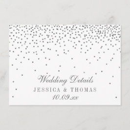 Vintage Glam Silver Confetti Bröllop-detaljkort Tilläggskort