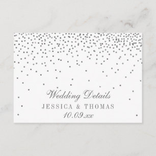 Vintage Glam Silver Confetti Bröllop-detaljkort Tilläggskort