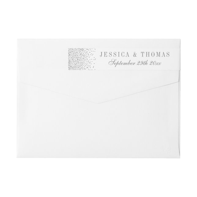 Vintage Glam Silver Confetti Bröllop Etikettband (Baksidan)
