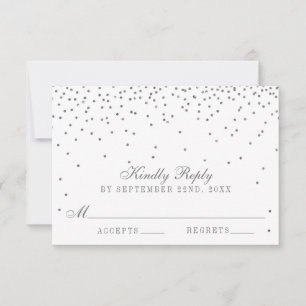Vintage Glam Silver Confetti-Bröllop OSA Kort