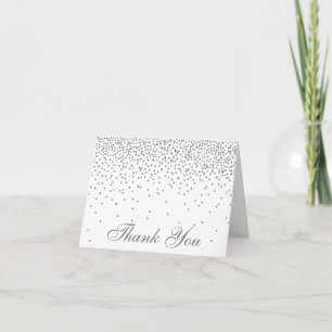 Vintage Glam Silver Confetti Bröllop Tack Kort