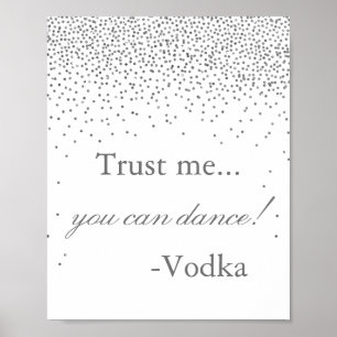 Vintage Glam Silver Confetti Bröllopsfest-tecken Poster