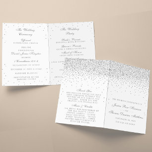 Vintage Glam Silver Confetti Bröllopsprogram