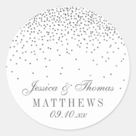 Vintage Glam Silver Confetti Wedding Stickers Runt Klistermärke