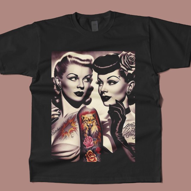 Vintage Glam Tattoo Pinup T Shirt (Skapare uppladdad)