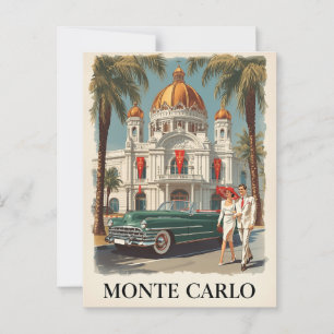 Vintage Glamor av Monte Carlo Travel Vykort