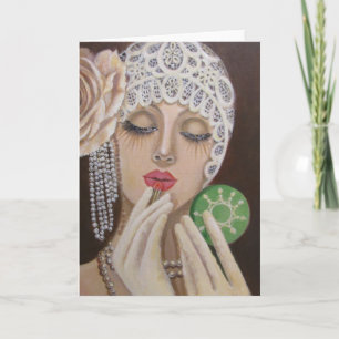 Vintage Glamor Gal/Note Card Kort
