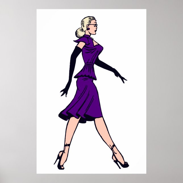 Vintage Glamor Girl, Retro Blond Secretary Poster (Framsidan)