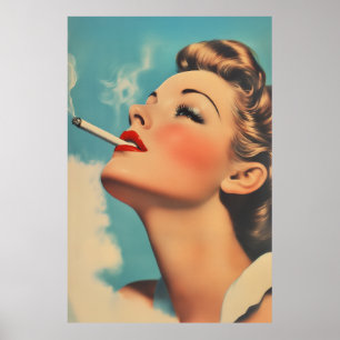 Vintage Glamor Smoking Ad Poster