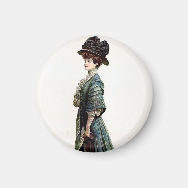 Vintage Glamorös Dammodemillustration  Magnet (Framsidan)