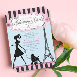 Vintage Glamour Flicka Paris Födelsedagsinbjudan Inbjudningar