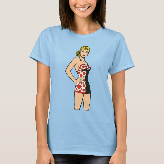 Vintage Glamour Girl, Blond Bomber Underkläder Tee Shirt (Framsida)