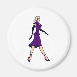 Vintage Glamourflicka, Retro Blond Sekreterare Magnet
