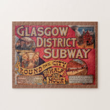Vintage Glasgow City Tunnelbanan Poster